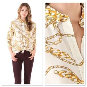 NWT Equipment Daddy Chain Silk Shirt